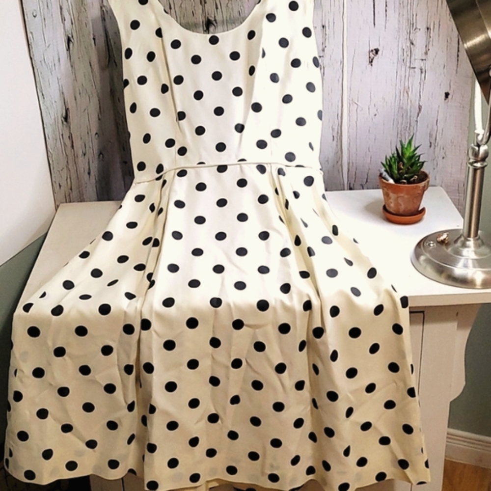 Vintage Pinup Polka Dot A-Line Dress 8